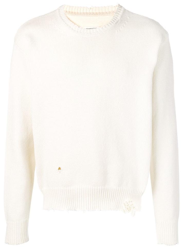 Maison Margiela Distressed Crew Neck Jumper - White