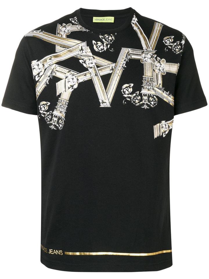 Versace Jeans Pinted Round Neck T-shirt - Black