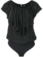 Elisabetta Franchi Ruffled Neck Bodie - Black