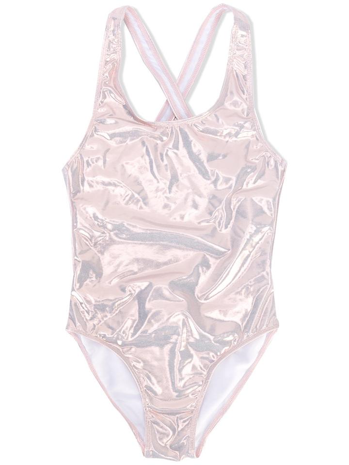 Finger In The Nose - Metal Swimsuit - Kids - Polyamide/polyester/spandex/elastane - 8 Yrs, Pink/purple