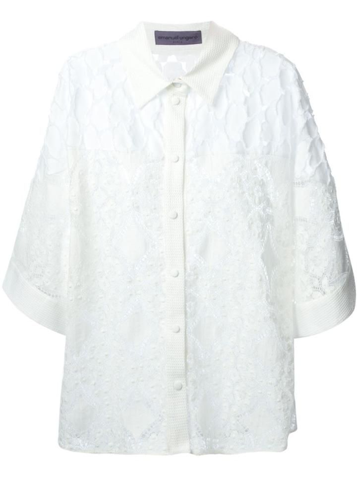 Emanuel Ungaro Pleat Applique Panel Crochet Shirt