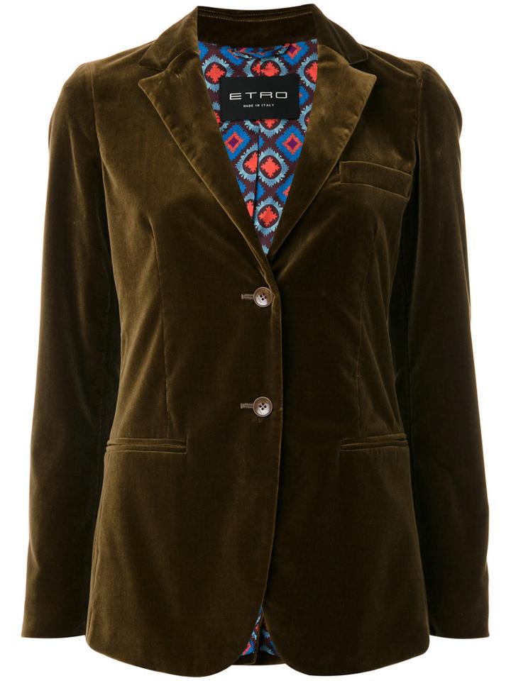 Etro - Fitted Blazer - Women - Cotton/spandex/elastane/viscose - 40, Brown, Cotton/spandex/elastane/viscose