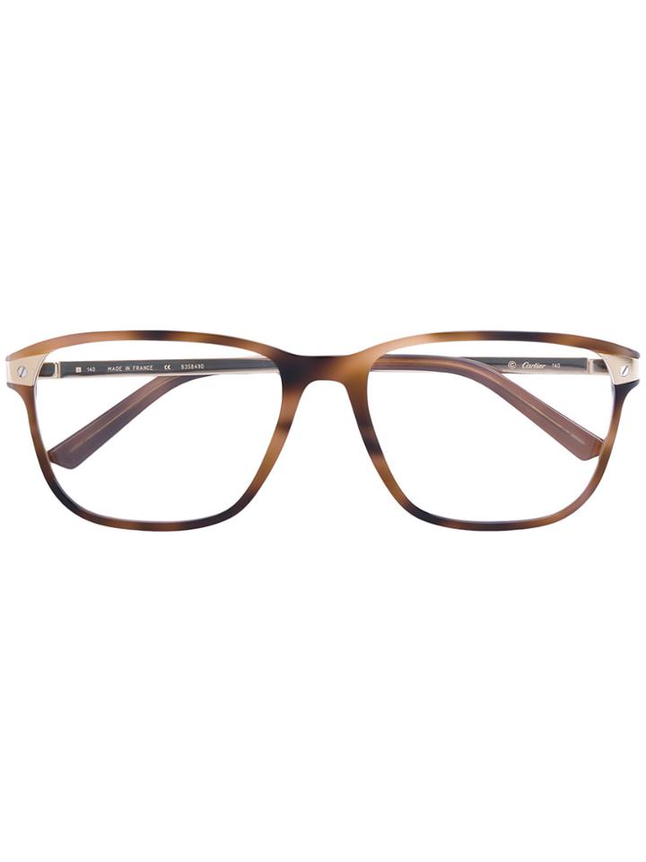 Cartier Square Frame Glasses - Brown