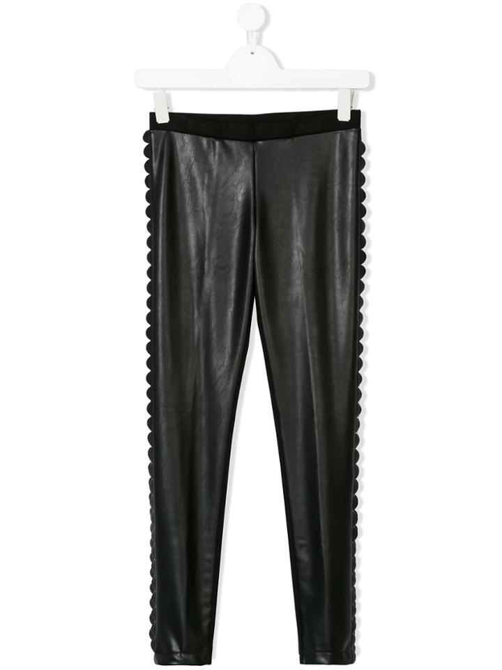 Fendi Kids Scalloped Detail Leggings - Black