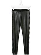 Fendi Kids Scalloped Detail Leggings - Black