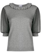 Red Valentino Tulle Puff Sleeve Sweater - Grey