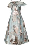 Vika Gazinskaya - Metallic Detail Flared Dress - Women - Silk/polyester - 38, Blue, Silk/polyester