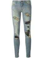 Off-white Destroyed Skinny Jeans, Women's, Size: 24, Blue, Cotton/spandex/elastane