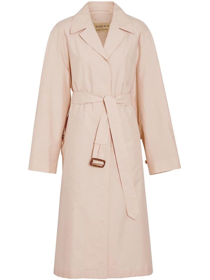 Burberry Belted Check Cotton Silk Car Coat - Pink