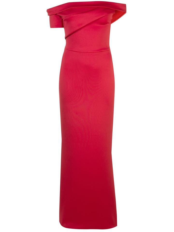 Black Halo Molten Bardot Gown - Red