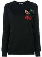 Dolce & Gabbana Cherry Embroidered Top, Women's, Size: 36, Black, Cotton