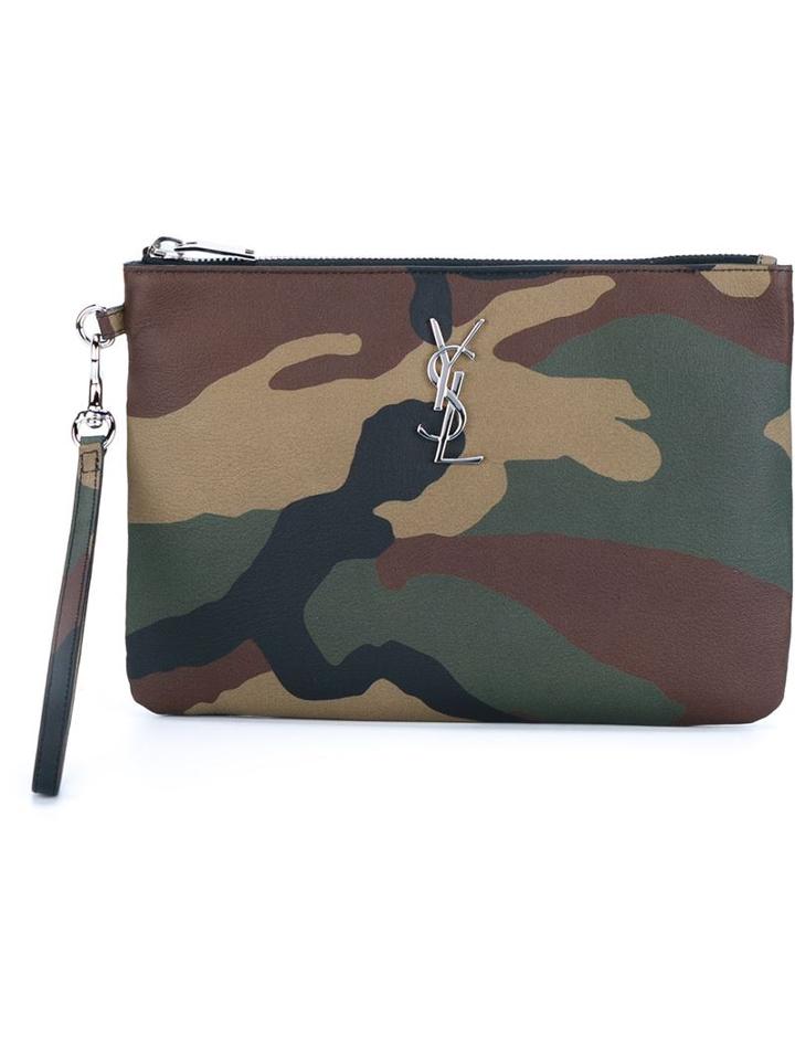 Saint Laurent Camouflage Leather Pouch
