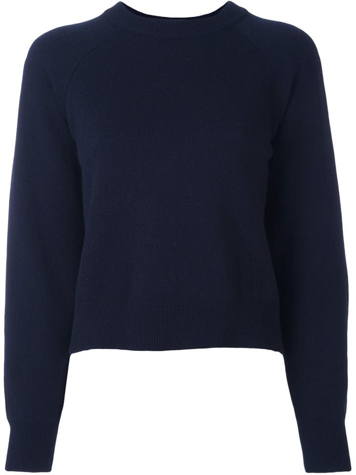 T By Alexander Wang Cropped Jumper, Women's, Size: Medium, Blue, Cashmere/wool