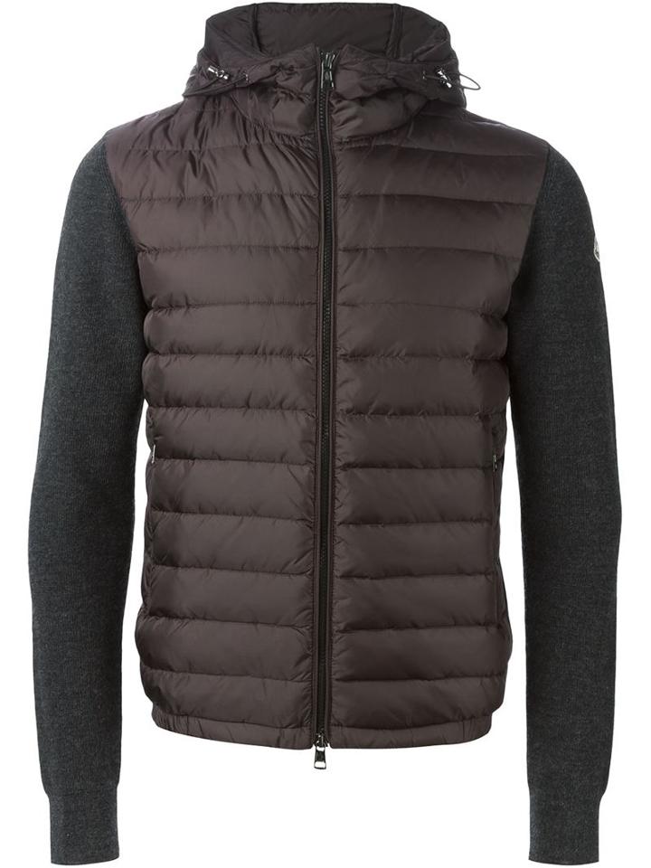 Moncler Padded Front Sweatshirt, Men's, Size: Small, Brown, Polyamide/feather Down