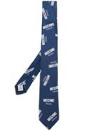 Moschino Logo Print Tie - Blue
