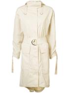 Elizabeth And James Gathered Sleeves Hooded Coat, Women's, Size: Xs, Nude/neutrals, Polyester/polyurethane/cotton/silk