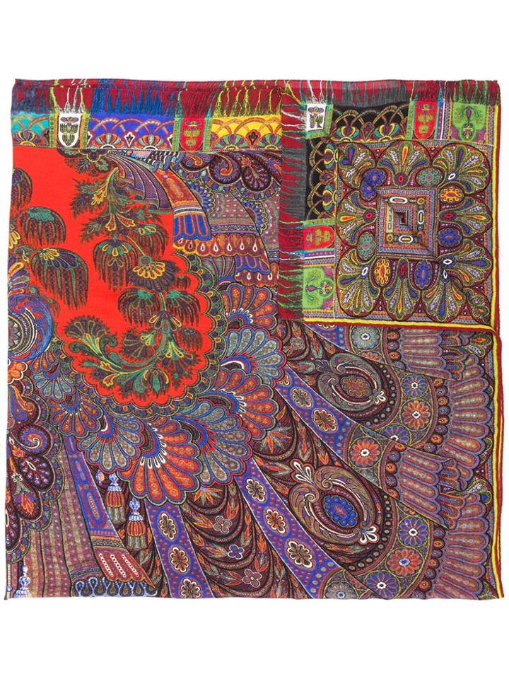Etro Printed Wide Scarf - Red