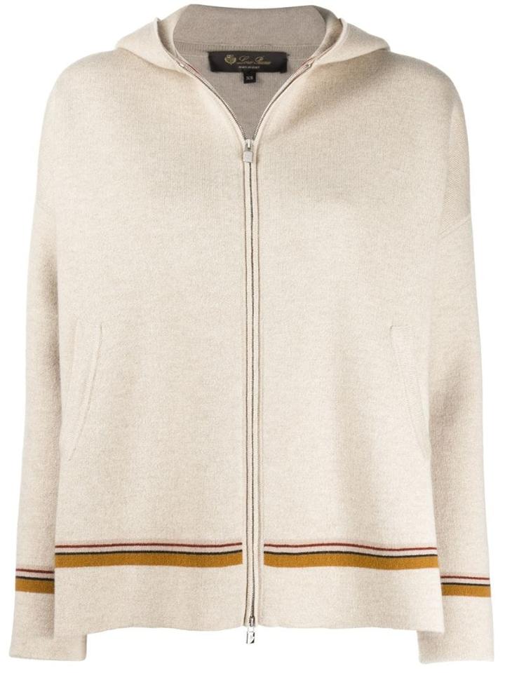 Loro Piana Cashmere Hooded Zip Cardigan - Neutrals