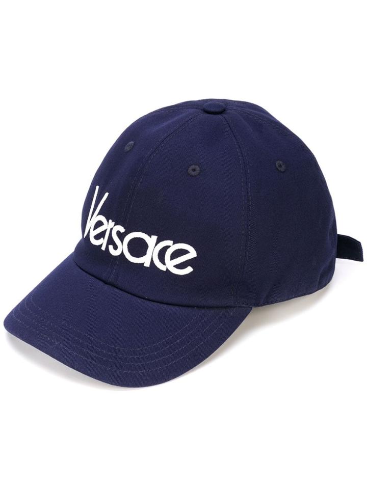 Versace Embroidered Logo Cap - Blue