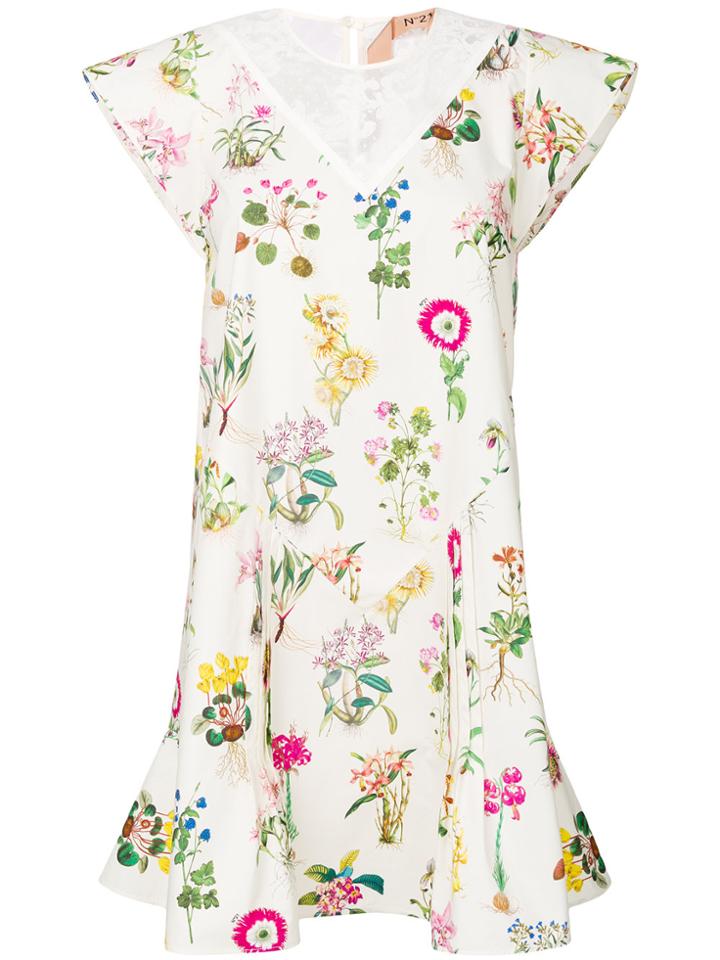 No21 Lace Panel Floral Dress - Multicolour