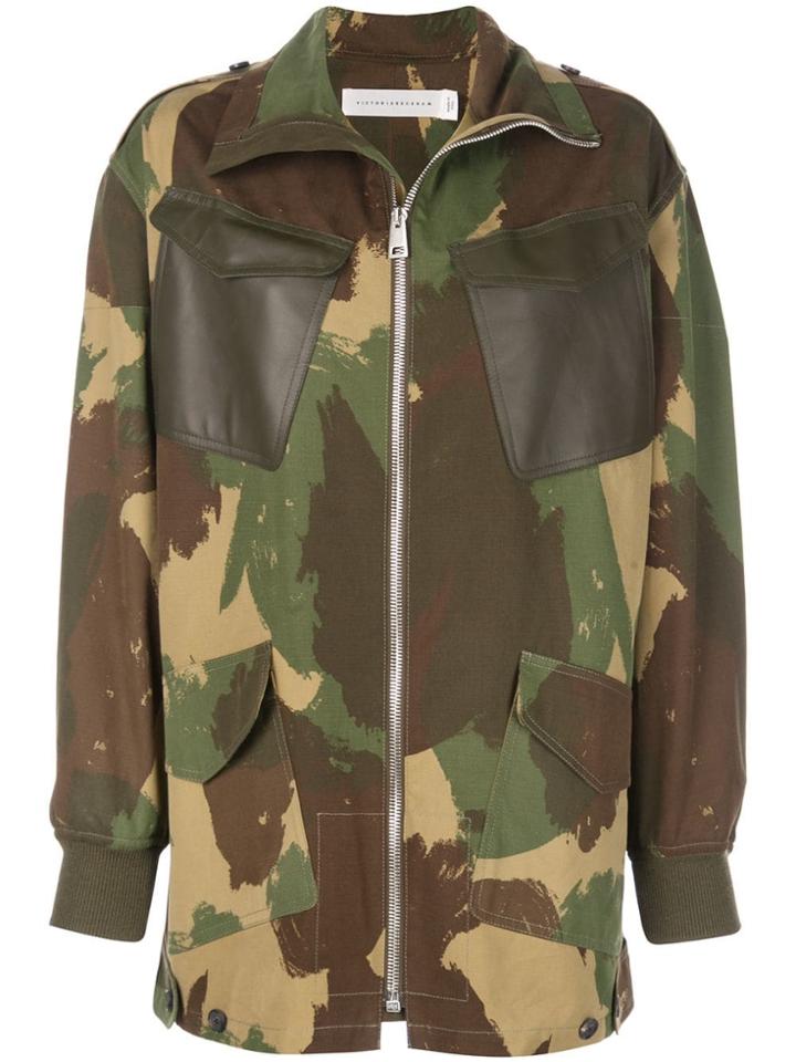 Victoria Beckham Camouflage Print Coat - Green
