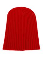 The Elder Statesman Cashmere Ribbed Beanie Hat, Men's, Red, Cashmere