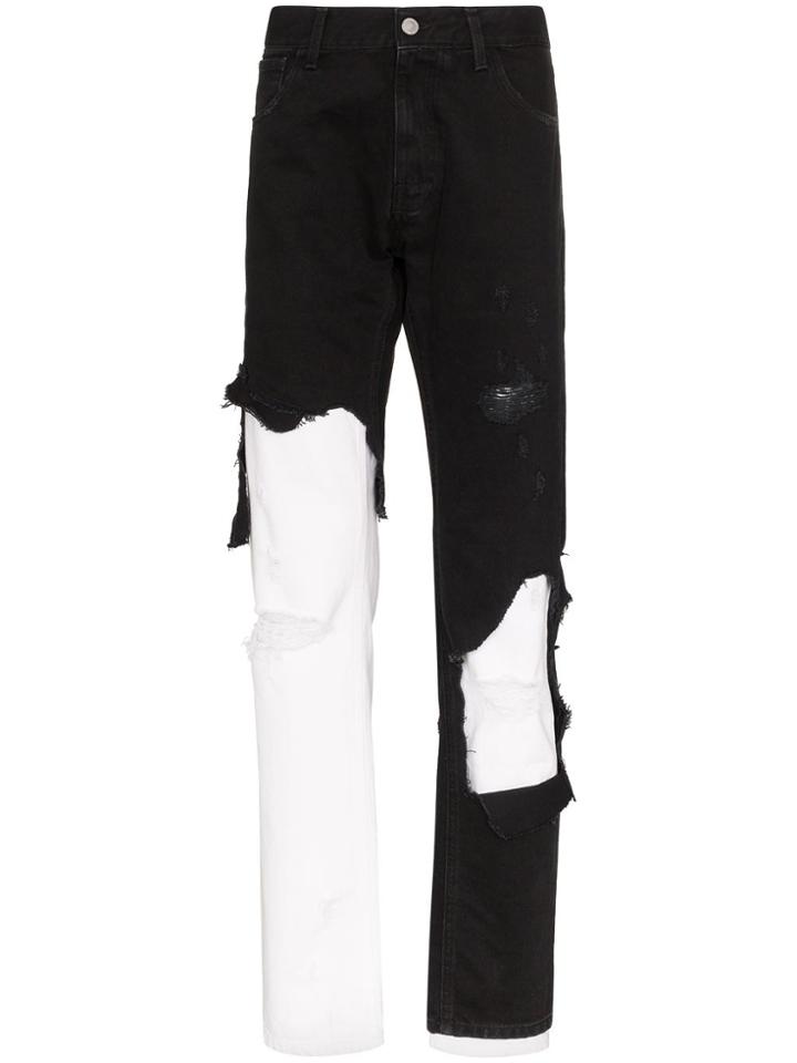 Raf Simons Destroyed Slim Fit Jeans - Black