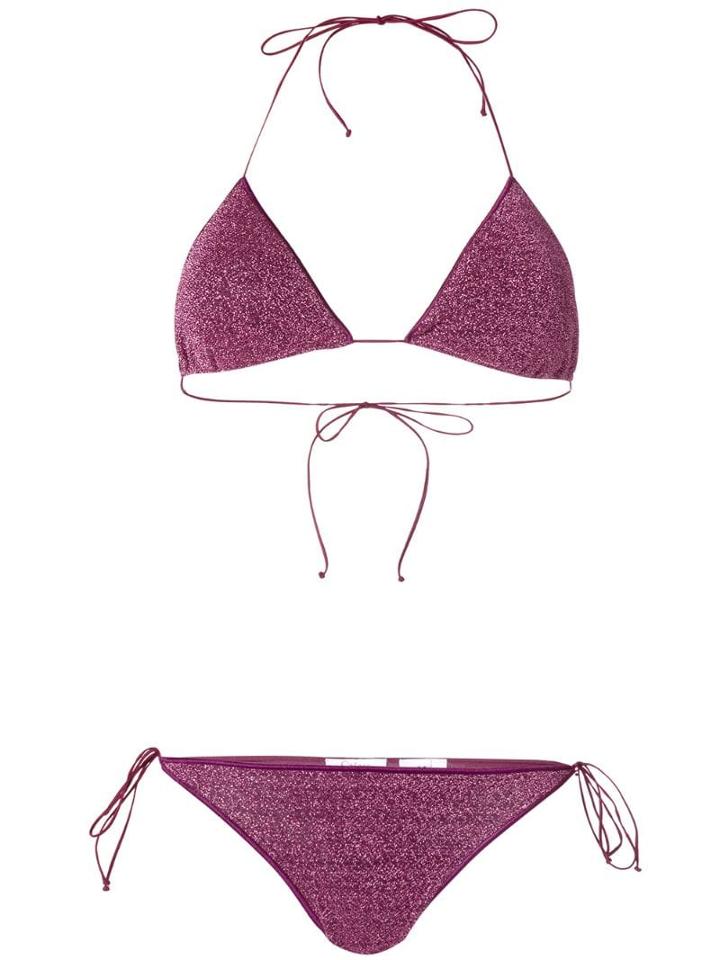 Oseree Lumière Metallic Triangle Bikini - Pink