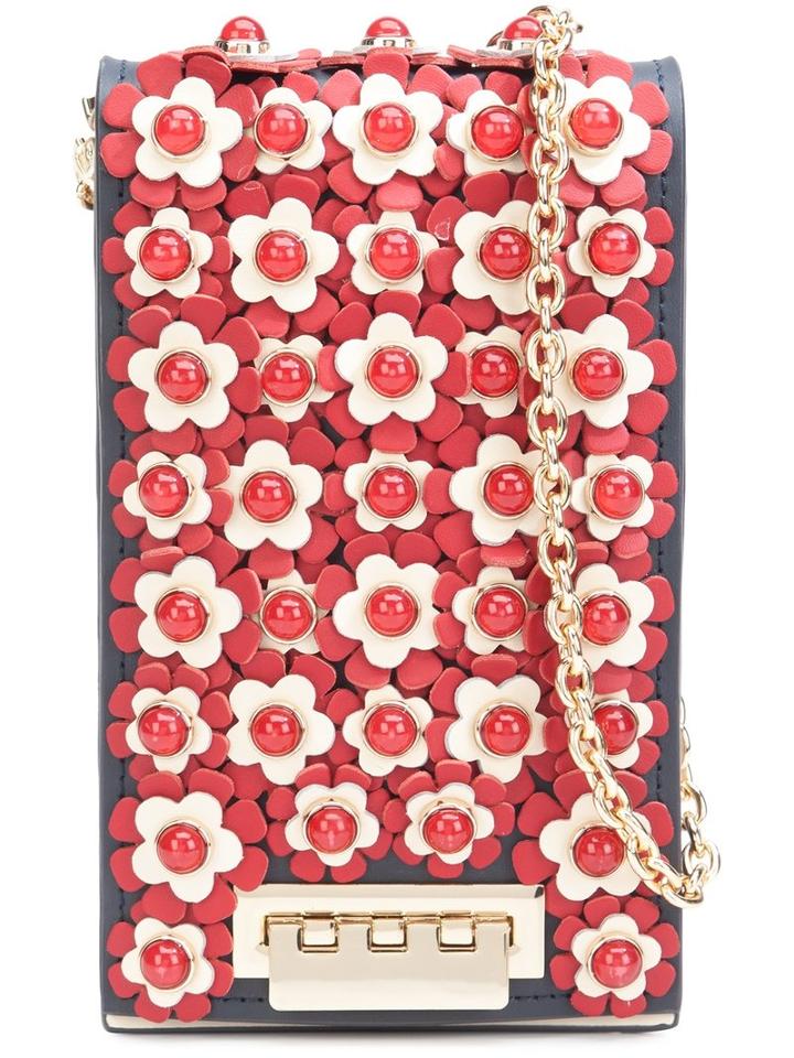Zac Zac Posen - Flower Embellished Crossbody Bag - Women - Calf Leather - One Size, Blue, Calf Leather