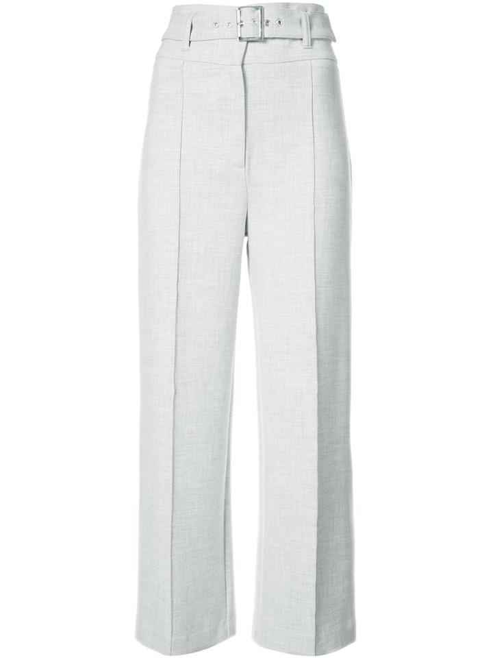 Veronica Beard Belted Wide Leg Trousers - Grey