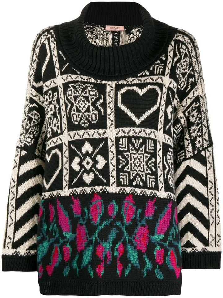 Twin-set Loose-fit Jacquard Jumper - Black