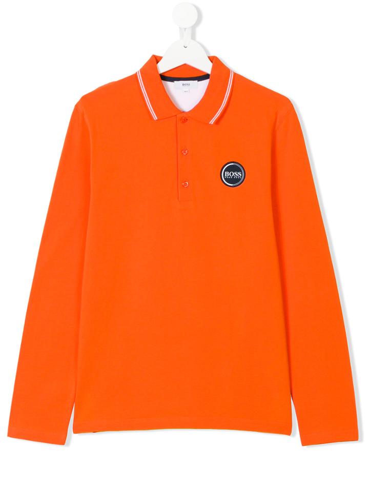 Boss Kids Long Sleeve Polo Shirt - Yellow & Orange