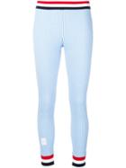 Thom Browne Rwb Trim Seersucker Leggings - Blue
