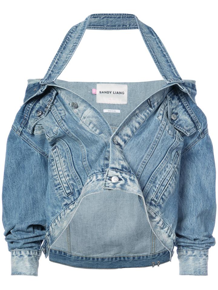 Sandy Liang Halter Strap Denim Jacket - Blue