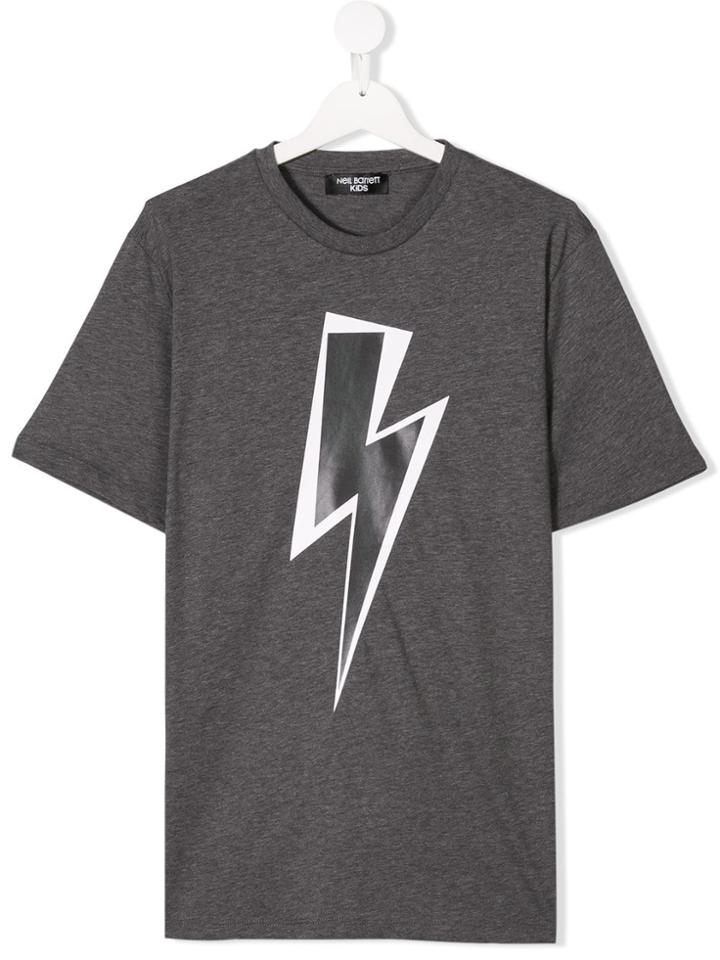 Neil Barrett Kids Teen Lightning Bolt Print T-shirt - Grey