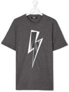 Neil Barrett Kids Teen Lightning Bolt Print T-shirt - Grey