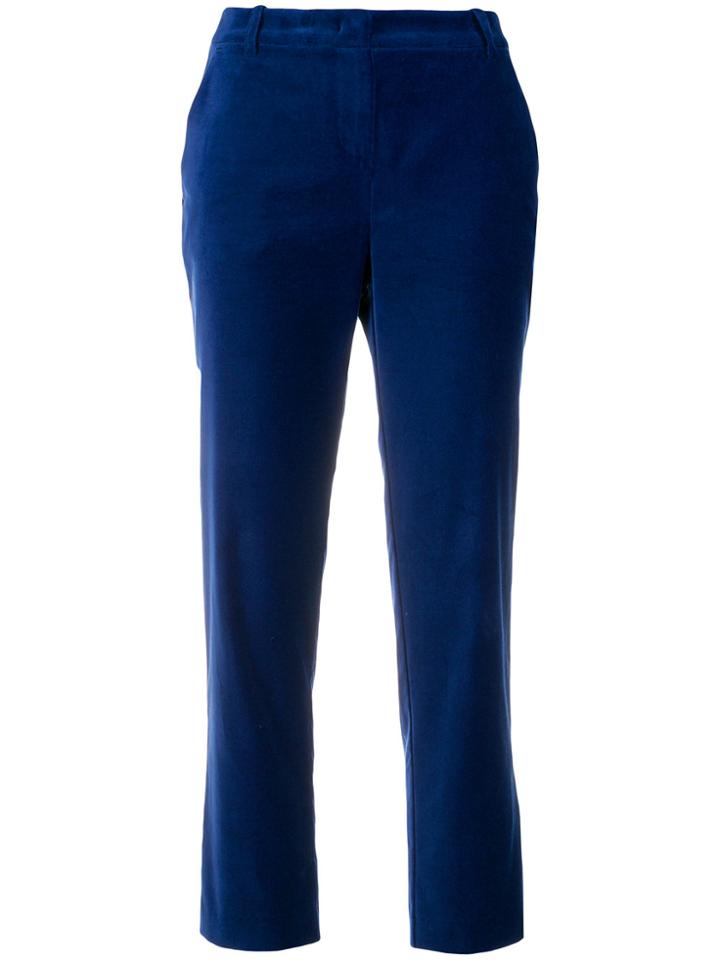 Pinko Velvet Cropped Trousers - Blue