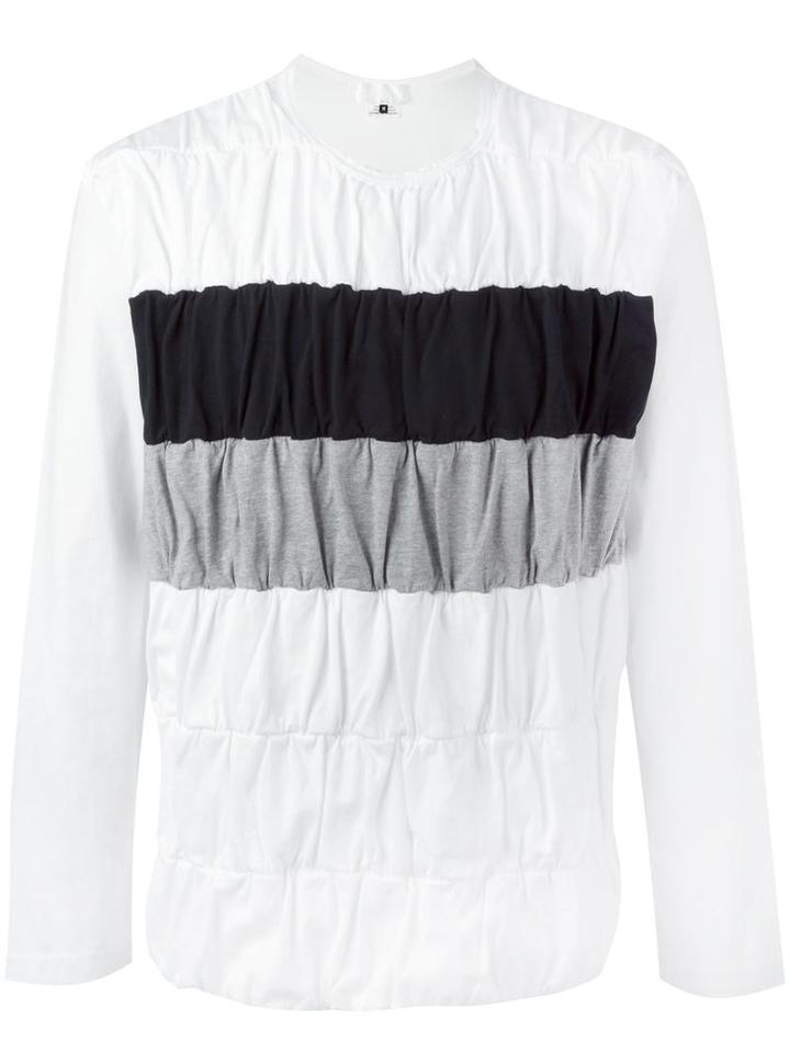 Ganryu Comme Des Garcons Ruffled Stripe Sweatshirt, Men's, Size: Medium, White, Cotton