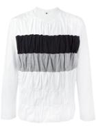 Ganryu Comme Des Garcons Ruffled Stripe Sweatshirt, Men's, Size: Medium, White, Cotton