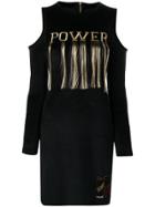 Roberto Cavalli Embroidered 'power' Dress - Black