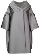 Alberta Ferretti Ruffle Sleeve Oversized Coat - Grey