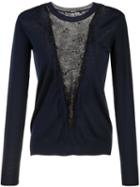 Adam Lippes Lace Panel Jumper, Women's, Size: Small, Blue, Merino/nylon