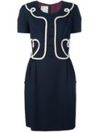 Moschino Vintage Cord Appliqué Dress, Women's, Size: 44, Blue