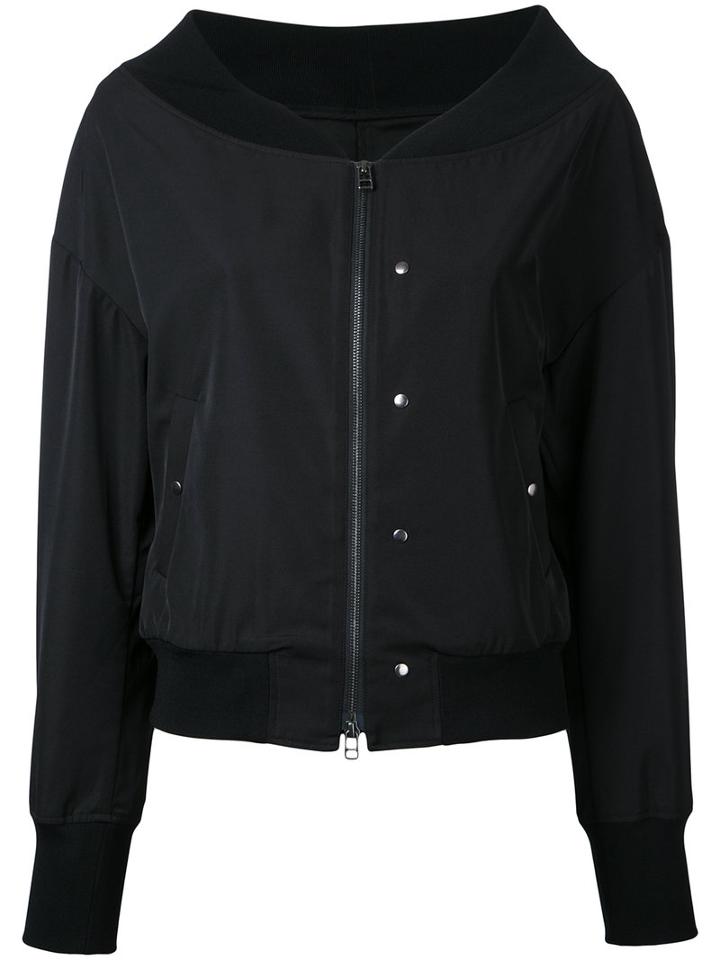 Le Ciel Bleu - Boat Neck Bomber - Women - Polyester - 36, Black, Polyester