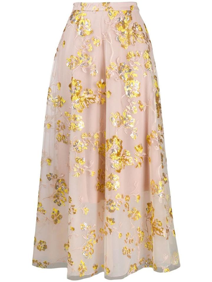 Delpozo Embroidered Full Skirt - Pink