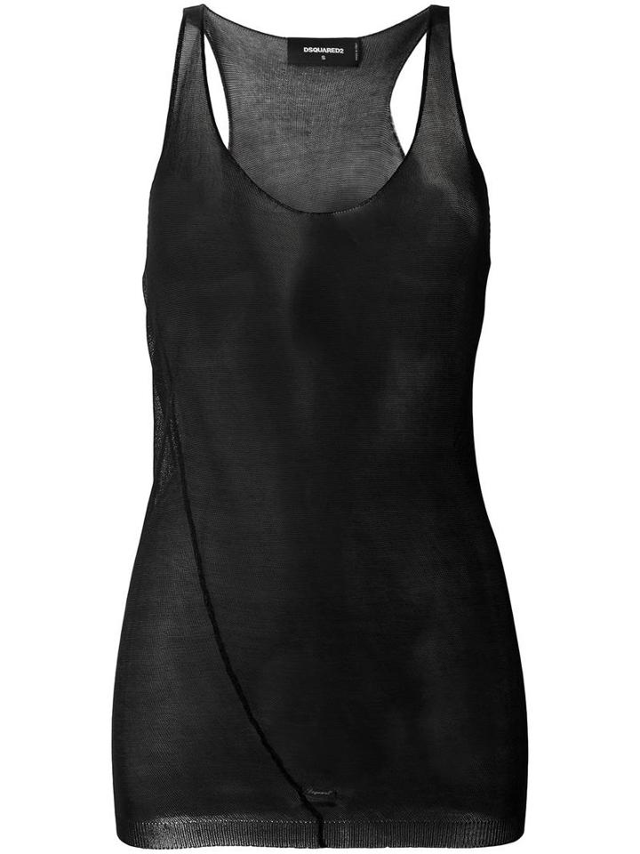 Dsquared2 Transparent Panel Tank Top, Women's, Size: Medium, Black, Viscose/polyester