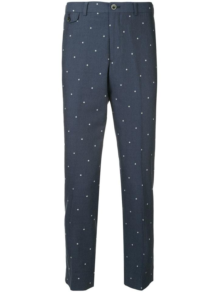 Education From Youngmachines Stars Embroidered Trousers - Blue