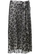 Haider Ackermann - Leopard Print Pleated Skirt - Women - Silk/polyester/spandex/elastane - 36, Grey, Silk/polyester/spandex/elastane