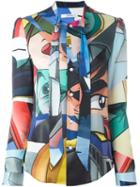 Julien David Manga Print Pussy Bow Shirt