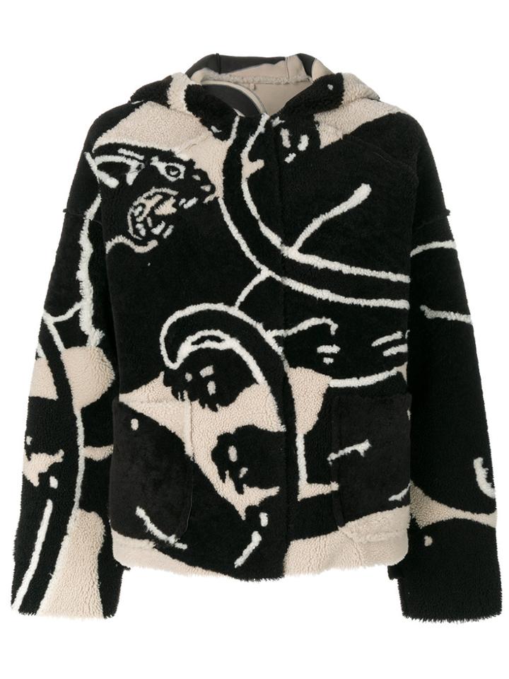 Valentino Panther Hooded Coat - Brown